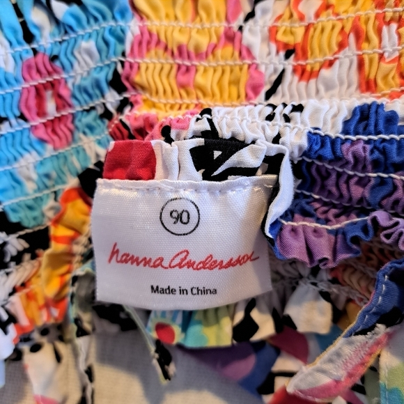 Hanna Andersson girls size 90 of 3T floral dress has stains but they blend in - Picture 3 of 5